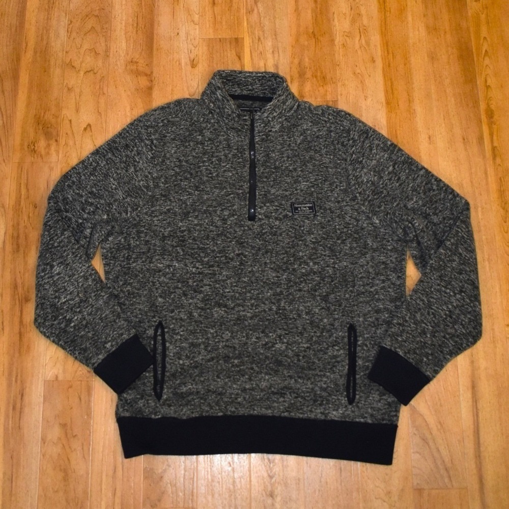 Abercrombie & Fitch Quarter Zip Pullover Mens XXL Grey Excellent Marled Knit